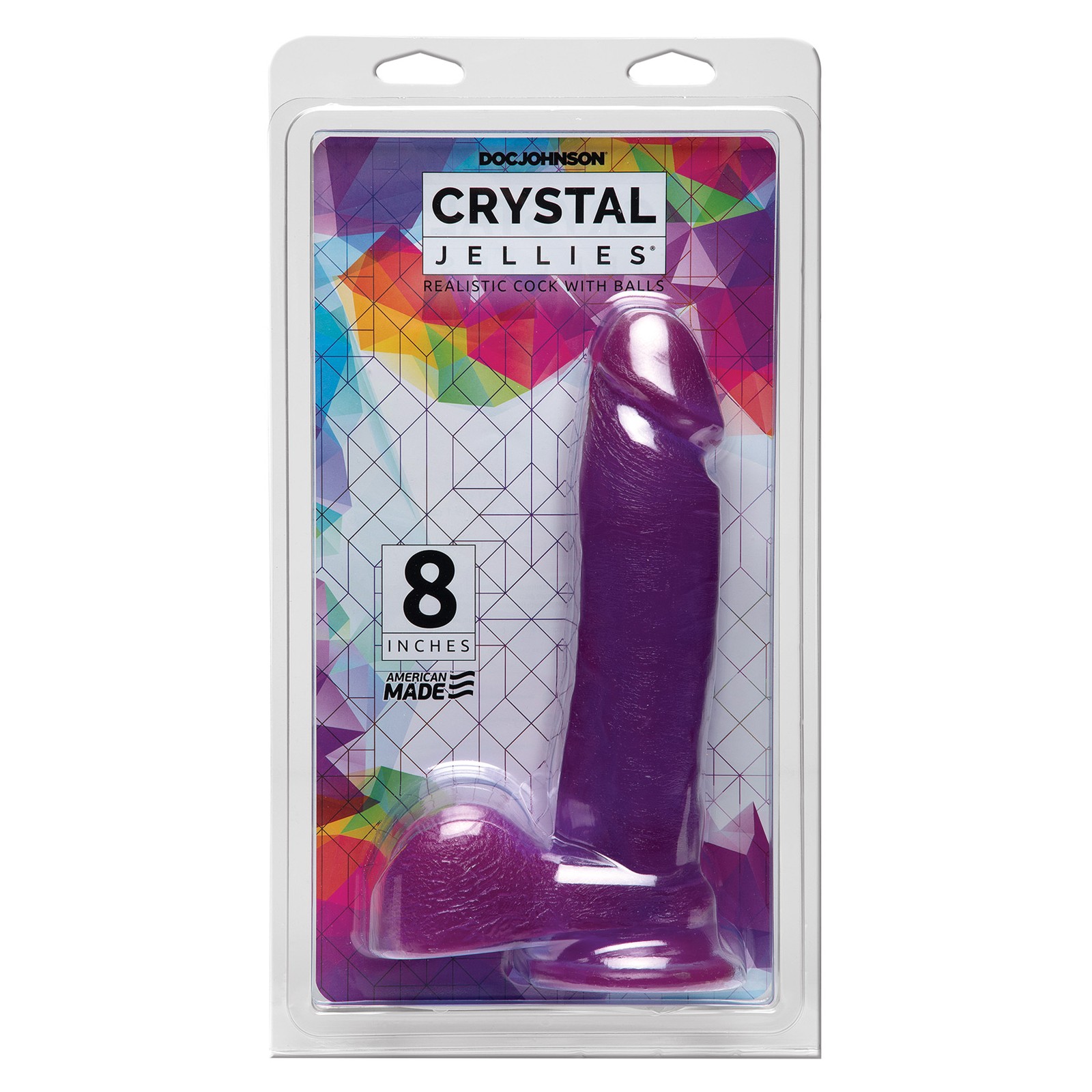 8 Inch Crystal Jellies Ballsy Cock Purple