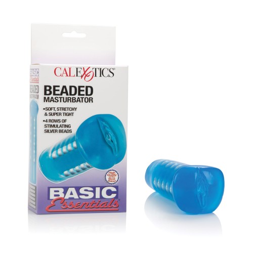 Basic Essentials Beaded Male Masturbator Blue