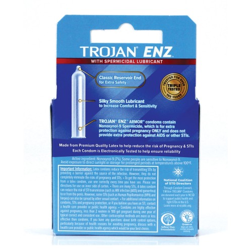 Trojan Enz Spermicidal Condoms - Safe and Reliable Protection