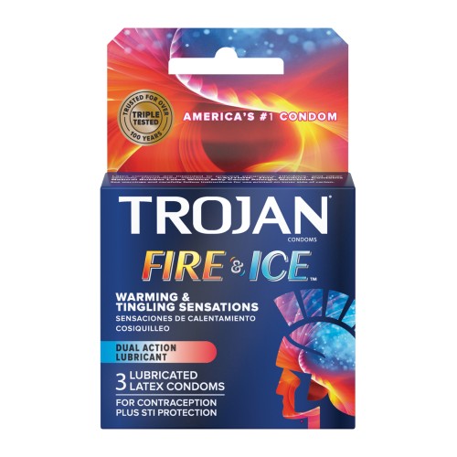 Condones Trojan Fuego y Hielo - Caja de 3