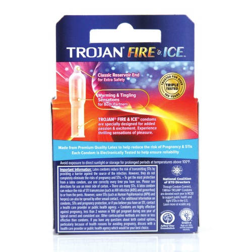 Condones Trojan Fuego y Hielo - Caja de 3