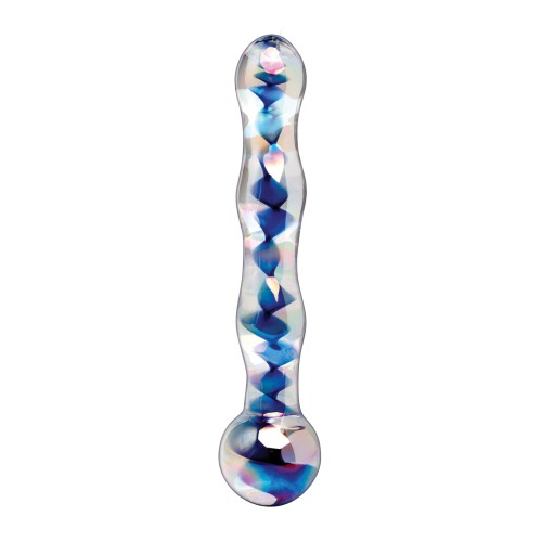 Icicles No. 8 Hand Blown Glass Massager with Blue Swirls