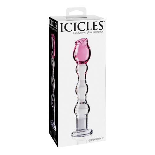 Icicles No. 12 Glass Massager Clear with Rose Tip