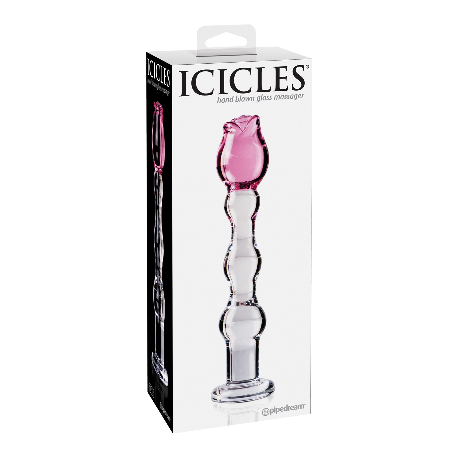 Icicles No. 12 Glass Massager Clear with Rose Tip