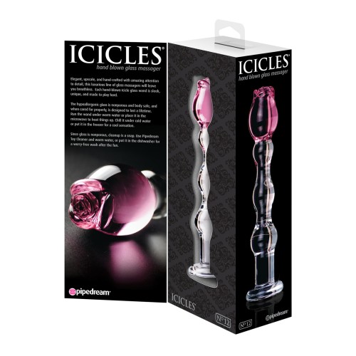 Icicles No. 12 Glass Massager Clear with Rose Tip