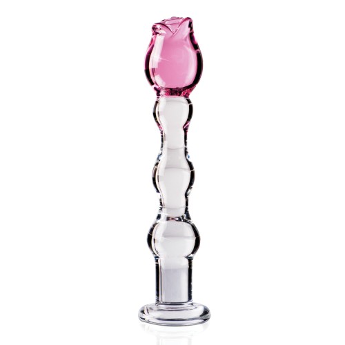 Icicles No. 12 Glass Massager Clear with Rose Tip