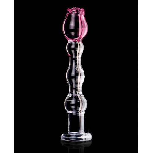 Icicles No. 12 Glass Massager Clear with Rose Tip