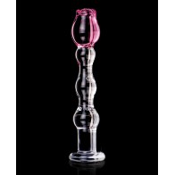 Icicles No. 12 Glass Massager Clear with Rose Tip