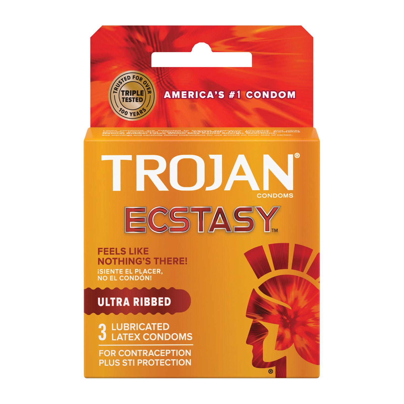 Trojan Ultra Ribbed Ecstasy Condoms Box of 3