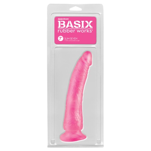 Dildo Slim de 7" de Basix Rubber Works - Rosa