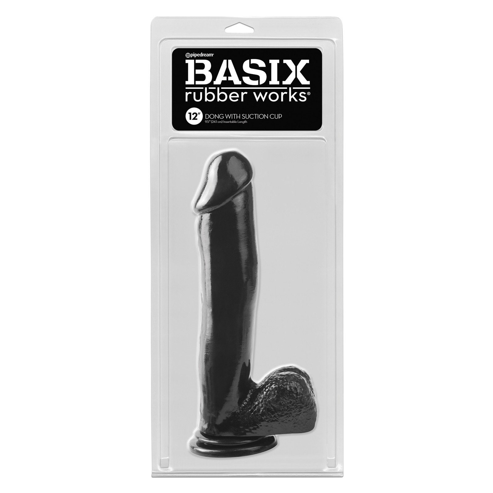 Basix Rubber Works 12 inch Dong with Suction Cup Black