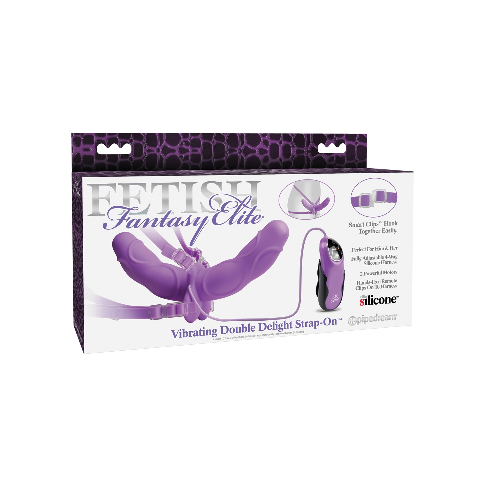 Fetish Fantasy Elite Vibrating Double Delight Strap-On Purple