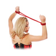 Fetish Fantasy Silk Rope Love Cuffs - Red - Easy Bondage Fun