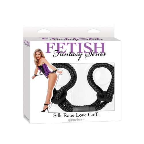 Fetish Fantasy Silk Rope Love Cuffs - Black