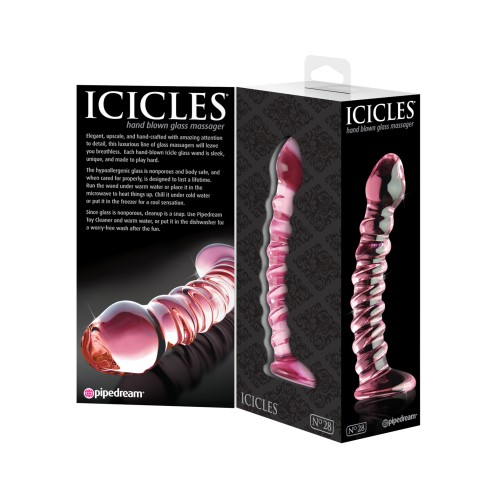 Icicles No. 28 Hand Blown Glass - Clear w/Ridges