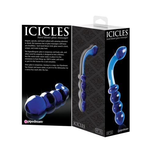 Icicles No. 31 Masajeador de Cristal Soplo de Mano G Spot - Azul