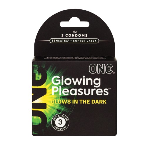 One Glowing Pleasures Box of 3 Condoms