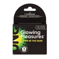 One Glowing Pleasures Box of 3 Condoms