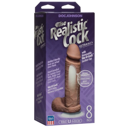 Realistic 8 Inch Ultraskyn Cock with Balls Brown