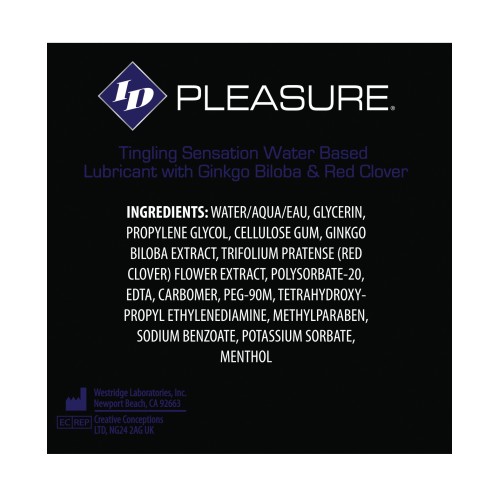 ID Pleasure Waterbased Tingling Lubricant 4.4 oz Bottle