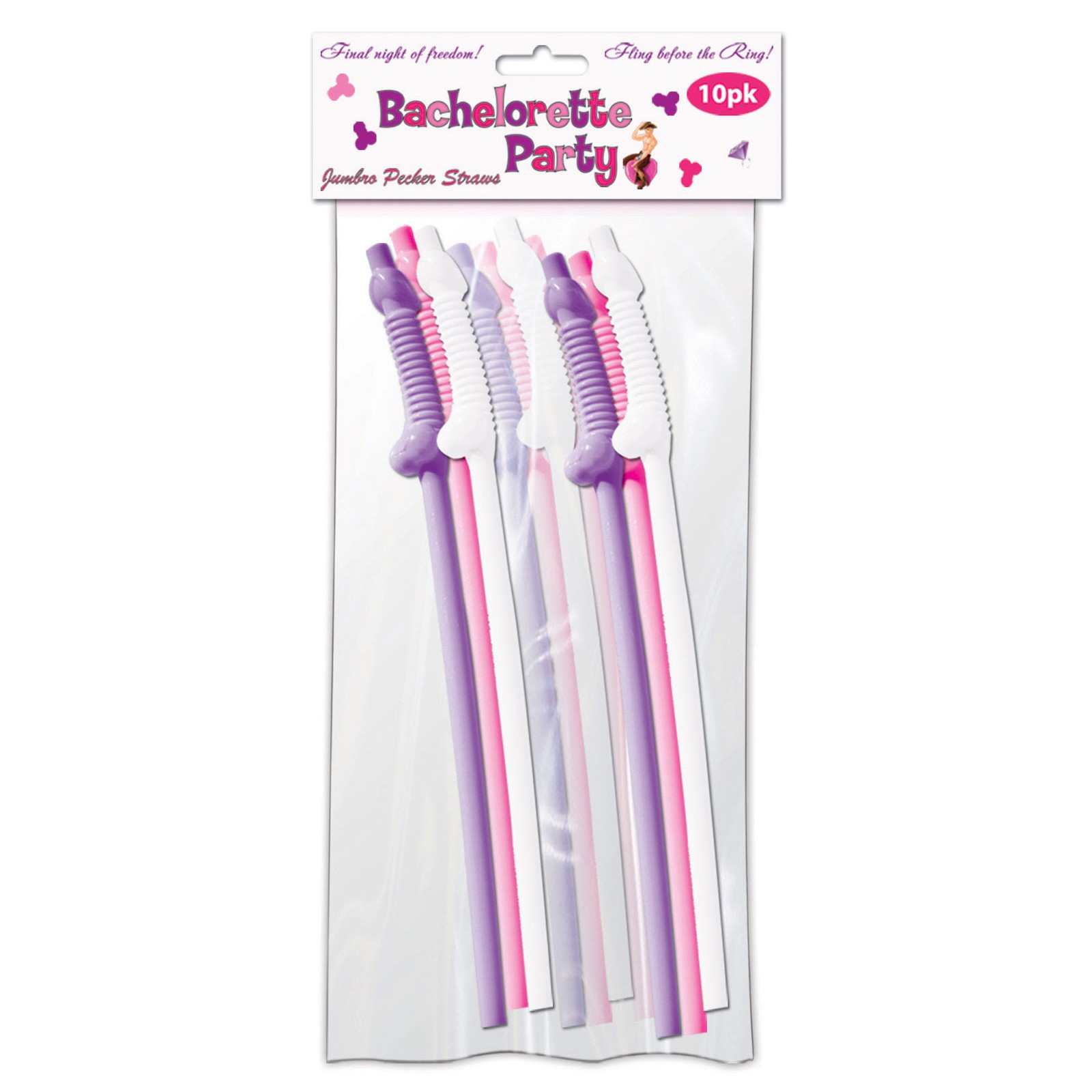 Bachelorette Pecker Sipping Straws Assorted Colors