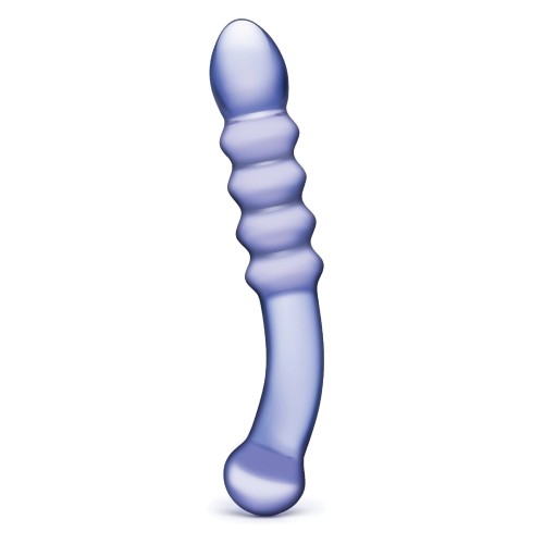 Glas Purple Rain Ribbed Glass Dildo