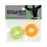 Ignite Power Stretch Donut Cock Ring Orange Green 2 Pack