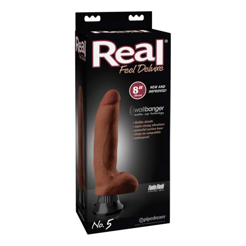 Vibrador Real Feel Deluxe No. 5 Impermeable de 8'' - Marrón