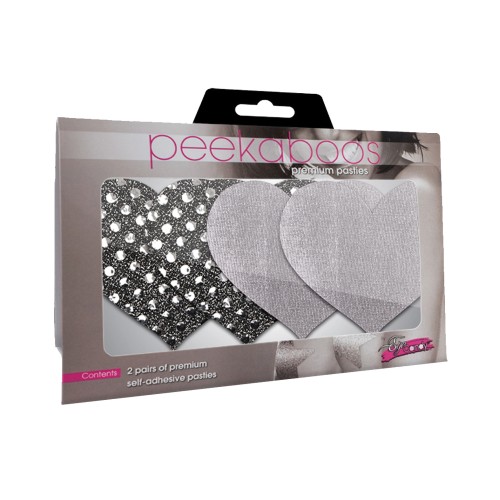 Dark Angel Hearts Silver Pasties - Pack of 2