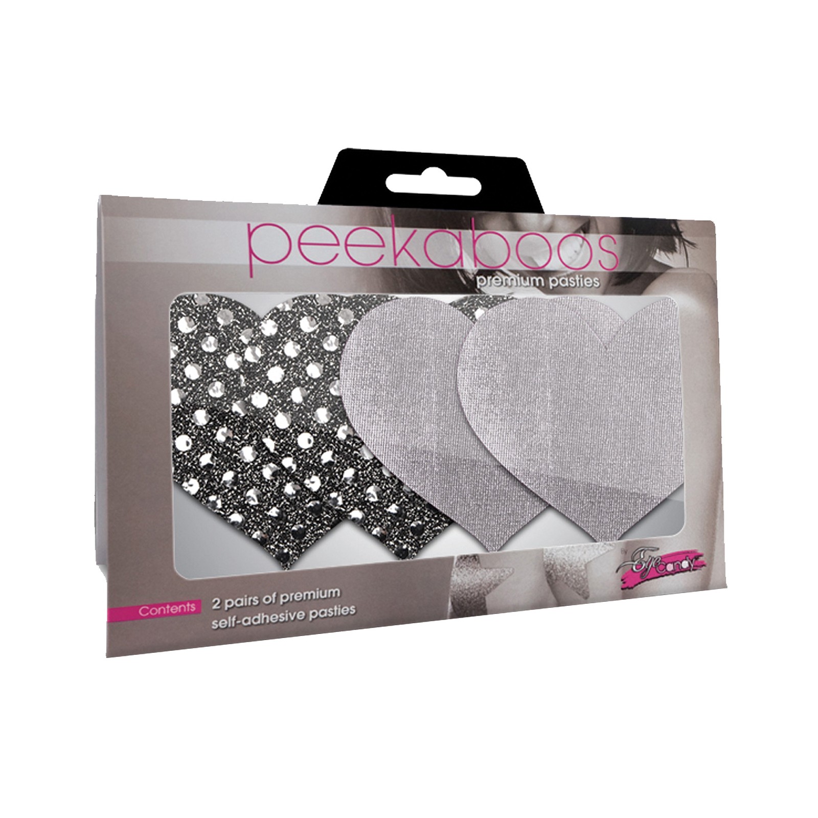 Dark Angel Hearts Silver Pasties - Pack of 2