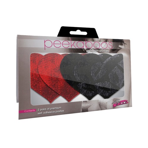 Stolen Kisses Hearts - Red & Black - Pack of 2