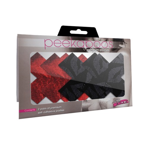 Pasties Premium Stolen Kisses Pack de 2 Rojo y Negro