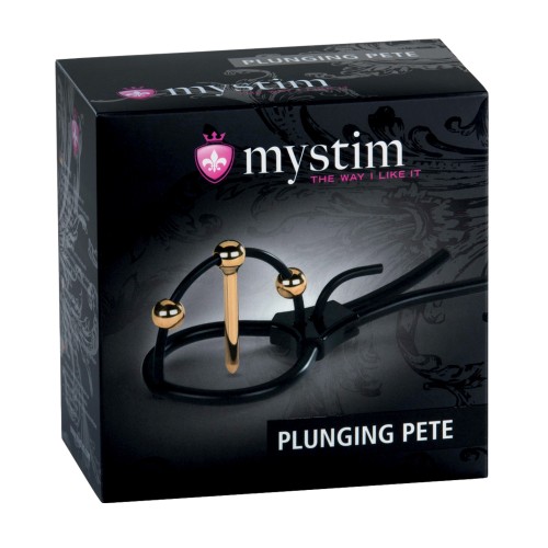 Mystim Plunging Pete con Correa Corona y Sondeo Uretral - Negro/Oro