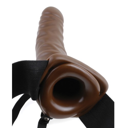 Fetish Fantasy Series 8" Vibrating Hollow Strap On Brown