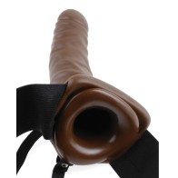 Fetish Fantasy Series 8" Vibrating Hollow Strap On Brown