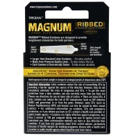 Condones Magnum Ribbed Trojan - Caja de 3