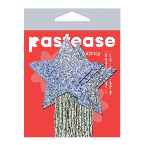 Pastease Tassle Glitter Stars Silver O/S