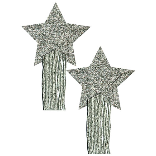 Pastease Tassle Glitter Stars Silver O/S