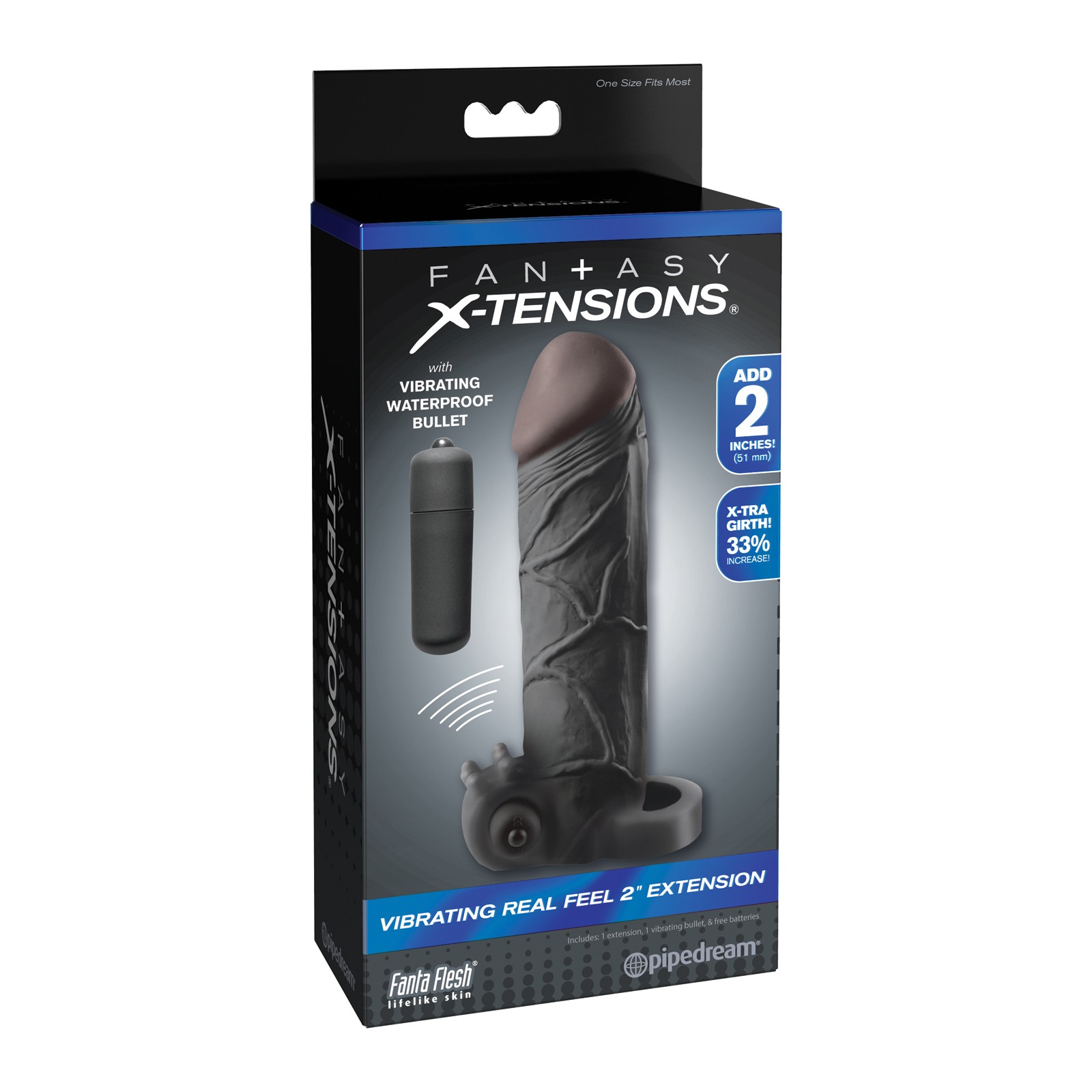 Fantasy X-tensions Vibrating Real Feel Extension - Black