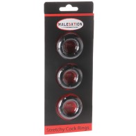 MALESATION Stretchy Cock Rings - Pack of 3 Black