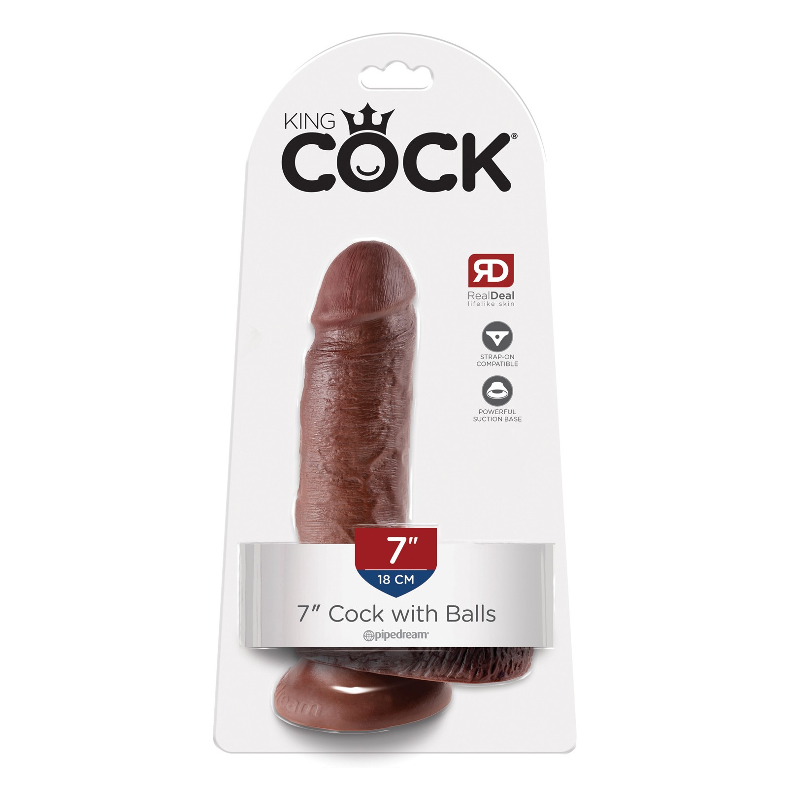 King Cock 7 Inch Dildo with Balls Brown - Realistic Pleasure Tool