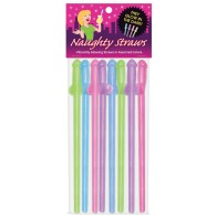 Glow in the Dark Penis Straws - Asst. Colors Pack of 8