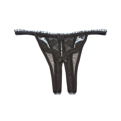 Scalloped Embroidered Crotchless Thong for Seductive Lingerie