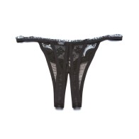 Scalloped Embroidered Crotchless Thong for Seductive Lingerie