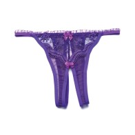 Scalloped Embroidery Crotchless Thong Panty