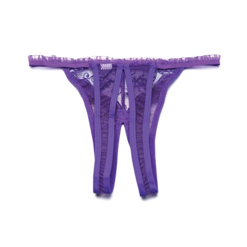 Scalloped Embroidery Crotchless Thong Panty