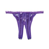 Scalloped Embroidery Crotchless Thong Panty