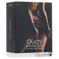 Shots Ouch Leather Cuffs Black