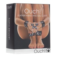 Grilletes de Cuero Ouch! para Manos y Piernas para Juegos de Bondage