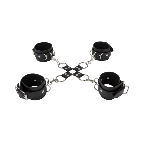 Shots Ouch Leather Hand and Leg Cuffs for Bondage Play